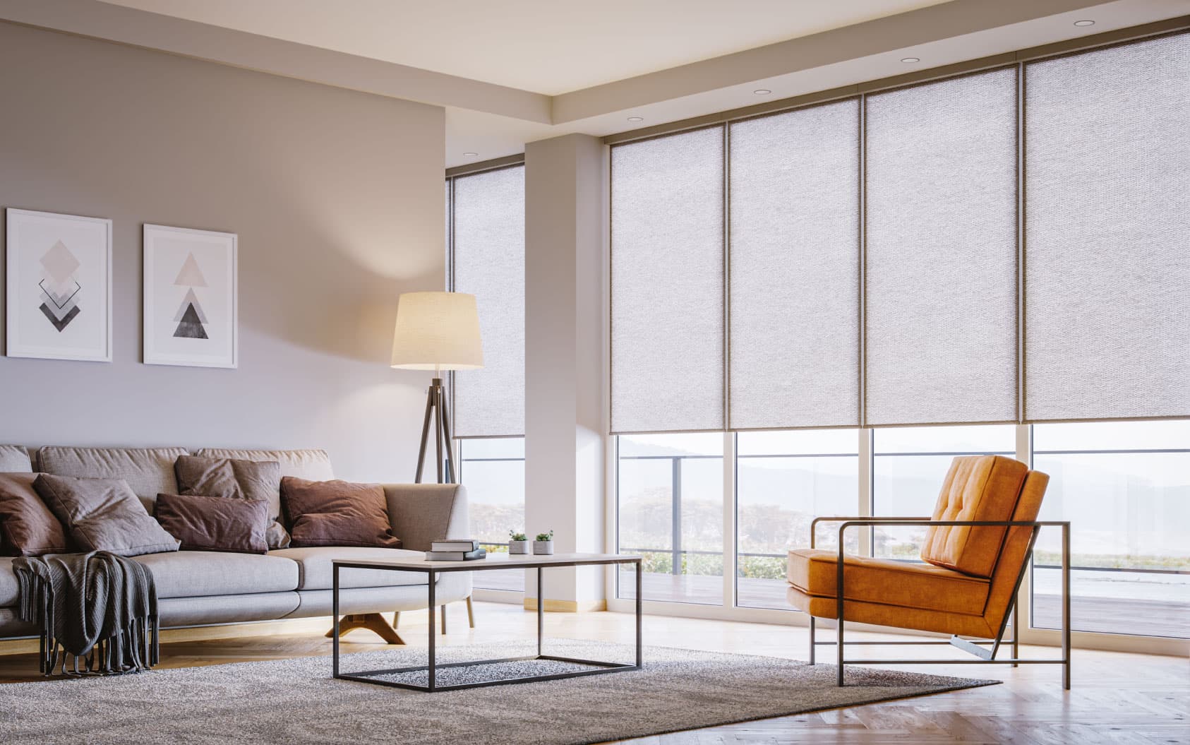 Sleek Roller Shades setup